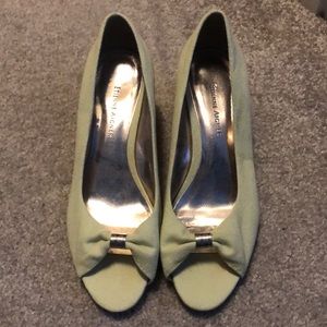 Etienne Aigner | SeafoamGreen Canvas & Cork Wedges